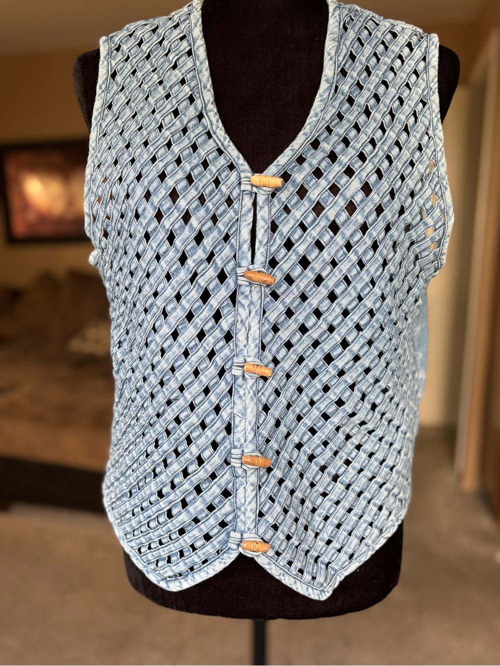 Van Heusen Light Blue Cotton Vest - M